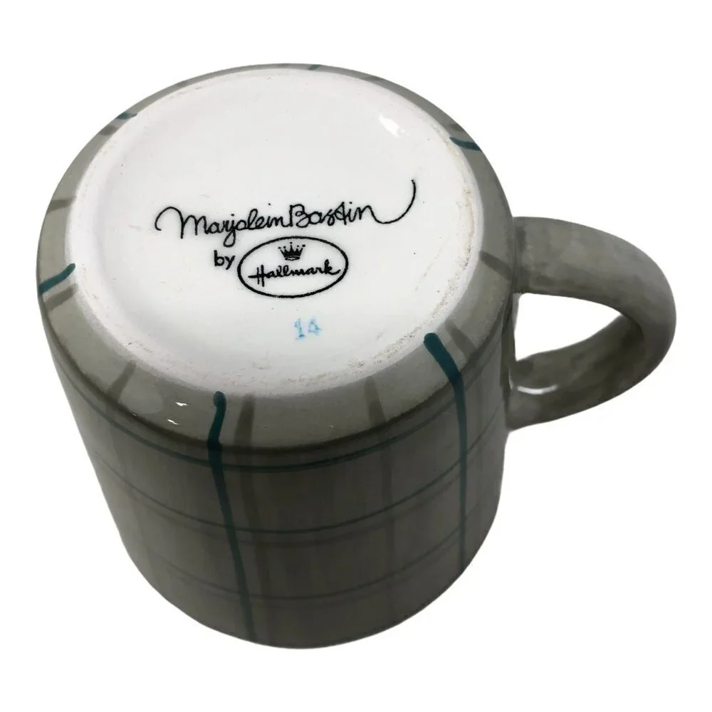 Hallmark by Marjolein Bastin Coffee Tea Mug Cup  Green Plaid‎ Relax Break
